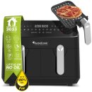 TurboTronic Heißluftfritteuse XXL - DAF5 - doppel Airfryer 1600W / 9L (2x 4,5L Kammer) 12 Programme digitale Heißluft Fritteuse ohne Fett Öl Dual Luftfritteuse Air Friteuse Power
