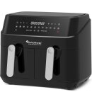 TurboTronic Heißluftfritteuse XXL doppel Airfryer 1600W / 9L (2x 4,5L Kammer) 12 Programme digitale Heißluft Fritteuse ohne Fett Öl Dual Luftfritteuse Air Friteuse Power