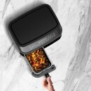 TurboTronic Heißluftfritteuse XXL doppel Airfryer 1600W / 9L (2x 4,5L Kammer) 12 Programme digitale Heißluft Fritteuse ohne Fett Öl Dual Luftfritteuse Air Friteuse Power