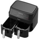 TurboTronic Heißluftfritteuse XXL doppel Airfryer 1600W / 9L (2x 4,5L Kammer) 12 Programme digitale Heißluft Fritteuse ohne Fett Öl Dual Luftfritteuse Air Friteuse Power