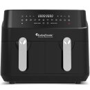 TurboTronic Heißluftfritteuse XXL doppel Airfryer 1600W / 9L (2x 4,5L Kammer) 12 Programme digitale Heißluft Fritteuse ohne Fett Öl Dual Luftfritteuse Air Friteuse Power