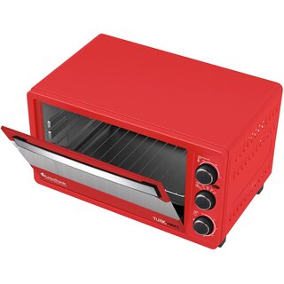 Mini-Backofen (23L) mit Drehspieß Timer, Pizzaofen, 1500W in rot oder schwarz