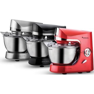 Küchenmaschine 2000W 5L Edelstahl-Rührschüssel Knetmaschine rot schwarz silber
