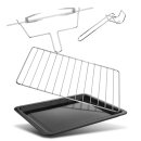 TurboTronic Minibackofen - EV35TS - mit Umluft und Drehspieß + 2 Kochplatten 35 Liter, Schwarz, inkl. Backblech, 3200W Mini Tisch Backofen Camping Pizzaofen Klein/Groß Miniküche