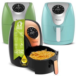 TurboTronic Retro-Heißluftfritteuse 3,5 l – AF9D – digitaler Airfryer ohne Öl, 1200 W, 7 Programme, 50–200 °C, spülmaschinenfest, fettarmes Frittieren