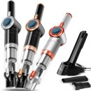 TurboTronic Akku Handstaubsauger - TT-CT20 - 15 kPa – Extrem Saugstark, Kabellos, Mit Ladestation, Beutellos, Für Auto, Haushalt & Tierhaare Silber-Orange