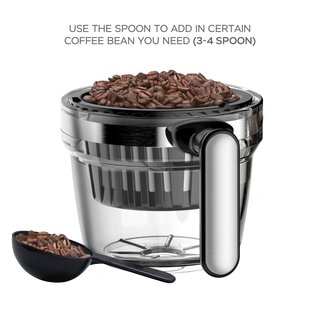 Kaffeemaschine mit Mahlwerk und Becher, 450ml Wassertank, schwarz
