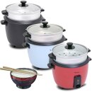 TurboTronic Reiskocher - RC2P - 1,5 Liter mit Dampfgareinsatz aus Edelstahl PLASTIKFREI Rice Cooker Dampfgarer Design kleiner Reistopf mini Milchreis Retro