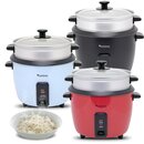 TurboTronic Reiskocher 1 Liter mit Dampfgareinsatz aus Edelstahl PLASTIKFREI Rice Cooker Dampfgarer Design kleiner Reistopf mini Milchreis Retro