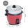 TurboTronic Reiskocher 1 Liter mit Dampfgareinsatz aus Edelstahl PLASTIKFREI Rice Cooker Dampfgarer Design kleiner Reistopf mini Milchreis Retro Rot