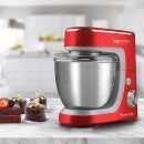 Küchenmaschine 1400W 4,3L Edelstahlschüssel Knetmaschine rot schwarz silber Rot
