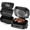 TurboTronic Grill und Heißluftfritteuse TurboAir - AG700 -  1800W, bis zu 6,5 L Volumen mit digitalem Temperaturfühler & Knusperplatte Fleischthermometer Elektrogrill Tischgrill Air Fryer heißluft fritteuse