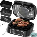 TurboTronic Grill und Heißluftfritteuse TurboAir - AG700 -  1800W, bis zu 6,5 L Volumen mit digitalem Temperaturfühler & Knusperplatte Fleischthermometer Elektrogrill Tischgrill Air Fryer heißluft fritteuse