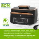 TurboTronic Grill und Heißluftfritteuse TurboAir - AG700 -  1800W, bis zu 6,5 L Volumen mit digitalem Temperaturfühler & Knusperplatte Fleischthermometer Elektrogrill Tischgrill Air Fryer heißluft fritteuse