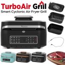 TurboTronic Grill und Heißluftfritteuse TurboAir - AG700 -  1800W, bis zu 6,5 L Volumen mit digitalem Temperaturfühler & Knusperplatte Fleischthermometer Elektrogrill Tischgrill Air Fryer heißluft fritteuse