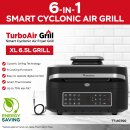TurboTronic Grill und Heißluftfritteuse TurboAir - AG700 -  1800W, bis zu 6,5 L Volumen mit digitalem Temperaturfühler & Knusperplatte Fleischthermometer Elektrogrill Tischgrill Air Fryer heißluft fritteuse