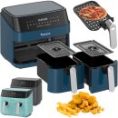 TurboTronic Heißluftfritteuse XXL - DAF5 -  doppel Airfryer 1600W / 9L (2x 4,5L Kammer) 12 Programme digitale Heißluft Fritteuse ohne Fett Öl Dual Luftfritteuse Air Friteuse Power