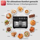 TurboTronic Mini Backofen - AFD32 - 4in1 Heißluftofen und Heißluftfritteuse XXL Version 32L 1700W inkl. Drehspieß, Dörrgerät ab 25°C & Grill, Airfryer, kleine Tisch Pizzaofen bis 6kg Pommes