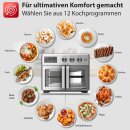 TurboTronic Mini Backofen - AFD32 - 4in1 Heißluftofen und Heißluftfritteuse XXL Version 32L 1700W inkl. Drehspieß, Dörrgerät ab 25°C & Grill, Airfryer, kleine Tisch Pizzaofen bis 6kg Pommes  silber