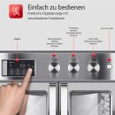 TurboTronic Mini Backofen - AFD32 - 4in1 Heißluftofen und Heißluftfritteuse XXL Version 32L 1700W inkl. Drehspieß, Dörrgerät ab 25°C & Grill, Airfryer, kleine Tisch Pizzaofen bis 6kg Pommes  silber