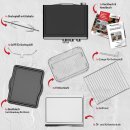 TurboTronic Mini Backofen - AFD32 - 4in1 Heißluftofen und Heißluftfritteuse XXL Version 32L 1700W inkl. Drehspieß, Dörrgerät ab 25°C & Grill, Airfryer, kleine Tisch Pizzaofen bis 6kg Pommes  silber