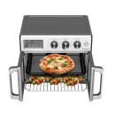 TurboTronic Mini Backofen - AFD32 - 4in1 Heißluftofen und Heißluftfritteuse XXL Version 32L 1700W inkl. Drehspieß, Dörrgerät ab 25°C & Grill, Airfryer, kleine Tisch Pizzaofen bis 6kg Pommes  silber