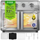 TurboTronic digitaler Heißluftofen XXL - AF32MFD - 32 Liter mit Drehspieß für Hähnchen 4in1 Mini Backofen & Power Heißluftfritteuse Airfryer ab 80°C