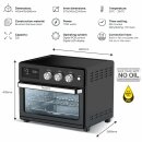 TurboTronic digitaler Heißluftofen XXL - AF32DRD - 32 Liter mit Drehspieß für Hähnchen 5 in1 Mini Backofen, Dörrer & Power Heißluftfritteuse Airfryer ab 25°C