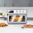 TurboTronic digitaler Heißluftofen XXL - AF32DRD - 32 Liter mit Drehspieß für Hähnchen 5 in1 Mini Backofen, Dörrer & Power Heißluftfritteuse Airfryer ab 25°C Silver