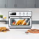 TurboTronic digitaler Heißluftofen XXL - AF32DRD - 32 Liter mit Drehspieß für Hähnchen 5 in1 Mini Backofen, Dörrer & Power Heißluftfritteuse Airfryer ab 25°C Silver