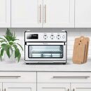 TurboTronic digitaler Heißluftofen XXL - AF32DRD - 32 Liter mit Drehspieß für Hähnchen 5 in1 Mini Backofen, Dörrer & Power Heißluftfritteuse Airfryer ab 25°C Silver