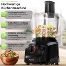 TurboTronic 1900W Küchenmaschine - FP900 - 3L, Food Processor mit Standmixer  Behälter 1,5L Glaskaraffe Raspelscheiben Zitruspresse Zerkleinerer Eiscrusher Power
