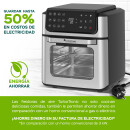 TurboTronic digitaler Heißluftofen XXL 12 Liter - AFO12W - 1800 Watt mit Pommes Trommel / Korb & Drehspieß für Hähnchen Mini Backofen & Power Heißluftfritteuse Airfryer Dörrgerät ab 50°C