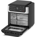 TurboTronic digitaler Heißluftofen XXL 12 Liter - AFO12W - 1800 Watt mit Pommes Trommel / Korb & Drehspieß für Hähnchen Mini Backofen & Power Heißluftfritteuse Airfryer Dörrgerät ab 50°C