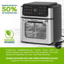 TurboTronic digitaler Heißluftofen XXL 12 Liter - AFO12W - 1800 Watt mit Pommes Trommel / Korb & Drehspieß für Hähnchen Mini Backofen & Power Heißluftfritteuse Airfryer Dörrgerät ab 50°C