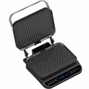 TurboTronic Kontaktgrill - CG900 - abnehmbare Grillplatten, LCD-Display, digital, 180° Öffnung, Tischgrill, Paninimaker, Elektrogrill, Steak- und Burgergrill, Silber