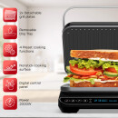 TurboTronic Kontaktgrill - CG900 - abnehmbare Grillplatten, LCD-Display, digital, 180° Öffnung, Tischgrill, Paninimaker, Elektrogrill, Steak- und Burgergrill, Silber