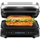 TurboTronic Kontaktgrill - CG900 - abnehmbare Grillplatten, LCD-Display, digital, 180° Öffnung, Tischgrill, Paninimaker, Elektrogrill, Steak- und Burgergrill, Silber