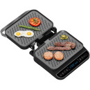 TurboTronic Kontaktgrill - CG900 - abnehmbare Grillplatten, LCD-Display, digital, 180° Öffnung, Tischgrill, Paninimaker, Elektrogrill, Steak- und Burgergrill, Silber