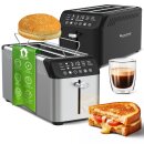 4 Scheiben Langschlitz Toaster Digital 2 XXL  Brotschlitzen Brötchenaufsatz 1630W 7 Röststufen, Edelstahl Design, mit Aufwärm- / Auftau / Memory Funktion