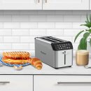 4 Scheiben Langschlitz Toaster Digital 2 XXL  Brotschlitzen Brötchenaufsatz 1630W 7 Röststufen, Edelstahl Design, mit Aufwärm- / Auftau / Memory Funktion