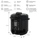 TurboTronic Druckkochtopf - DPC9 - 6L mit 2x Topf Edelstahltopf und beschichtet, Edelstahl Dampfgarer, PLASTIKFREI, Multikocher, elektrischer Schnellkochtopf, Reiskocher, Dampfkochtopf Schwarz
