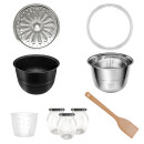 TurboTronic Druckkochtopf - DPC9 - 6L mit 2x Topf Edelstahltopf und beschichtet, Edelstahl Dampfgarer, PLASTIKFREI, Multikocher, elektrischer Schnellkochtopf, Reiskocher, Dampfkochtopf Schwarz