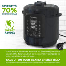 TurboTronic Druckkochtopf - DPC9 - 6L mit 2x Topf Edelstahltopf und beschichtet, Edelstahl Dampfgarer, PLASTIKFREI, Multikocher, elektrischer Schnellkochtopf, Reiskocher, Dampfkochtopf Schwarz