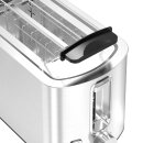 TurboTronic 2-Scheiben Toaster, Edelstahl, 2 Schlitze, Brötchenaufsatz, Krümeltablett, Multifunktion: Auftauen, Aufwärmen, Stop