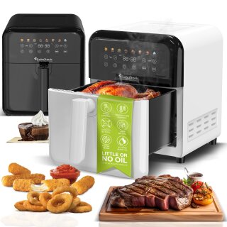 TurboTronic Heißluftfritteuse XL 6L - AF190 - Airfryer ohne Öl & Fett, Digital, 8 Programme, 1600W, 40–200°C, spülmaschinenfest, Rapid-Air