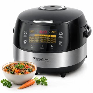TurboTronic TT-DMC22 Multikocher 5 l, 860 W, 15 Programme: elektrischer Reiskocher, Dampfgarer, Schongarer und Slow Cooker für Milchreis, Multivarka