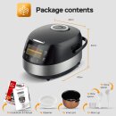 TurboTronic Multikocher DMC22 neues 2024 Modell 5L mit Dampfgarer.860W Elektrisch, Schongarer, Reiskocher, Slow Cooker & 15 Programme, Milchreis, Multivarka