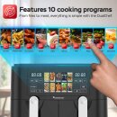 TurboTronic Heißluftfritteuse XXL - DAF8 - doppel Airfryer 2600W / 9L (2x 4,5L Kammer) Silikoneinlage 12 Programme digitale Heißluft Fritteuse ohne Fett Öl Dual Luftfritteuse Air Friteuse Power