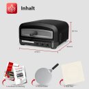 TurboTronic Pizzaofen - PO13 - 37cm (14,6") große Pizza bis 400°C mit Pizzastein Indoor / Outdoor Elektrisch Garten für Zuhause Pizza Back Ofen Tisch Stein Flammkuchen mobiler